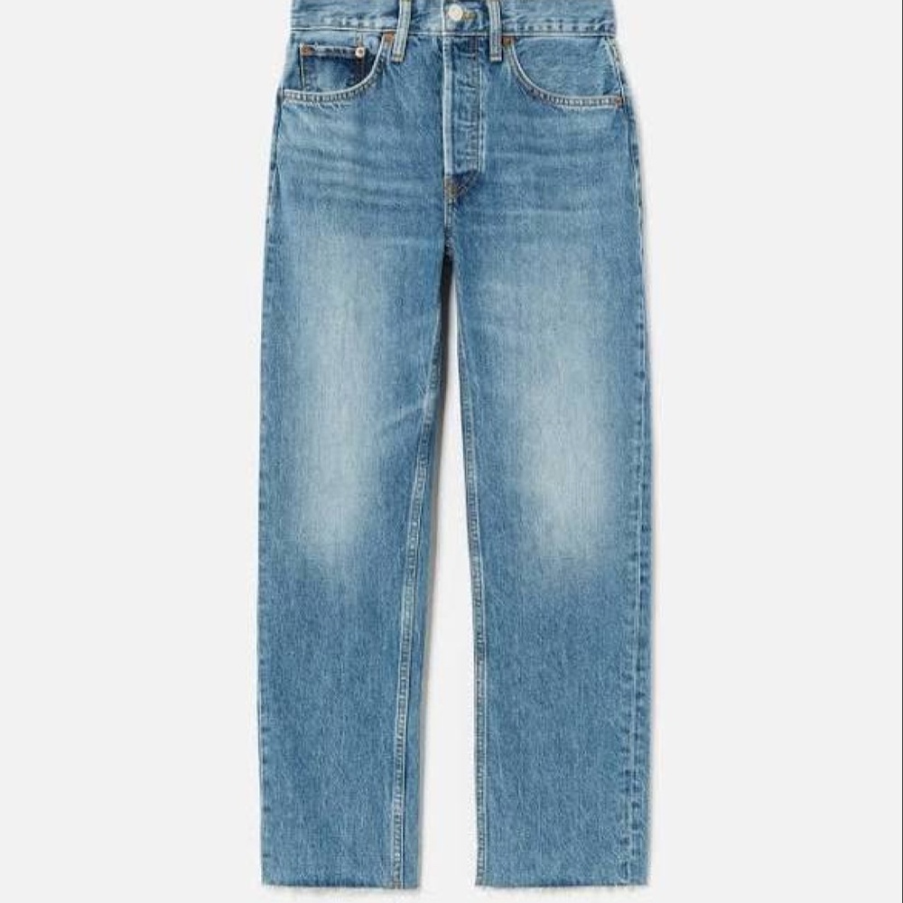 Re/Done Women’s Straight Leg Jeans in Light Blue Wash